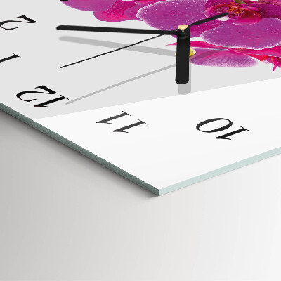 Orologio quadrato in vetro Orchidea