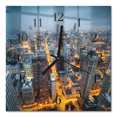 Quadrato orologio da parete Città notturna