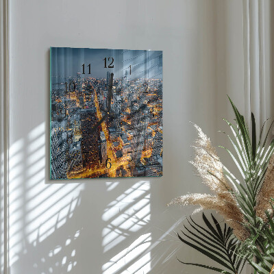 Quadrato orologio da parete Città notturna
