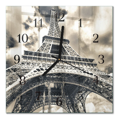 Quadrato orologio in vetro decorativo Torre Eiffel