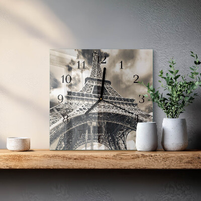 Quadrato orologio in vetro decorativo Torre Eiffel