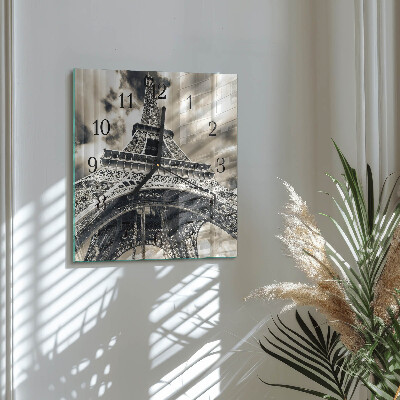 Quadrato orologio in vetro decorativo Torre Eiffel