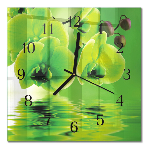 Quadrato orologio in vetro decorativo Orchidea