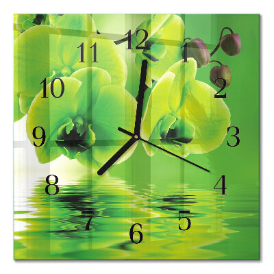 Quadrato orologio in vetro decorativo Orchidea