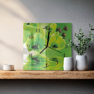 Quadrato orologio in vetro decorativo Orchidea