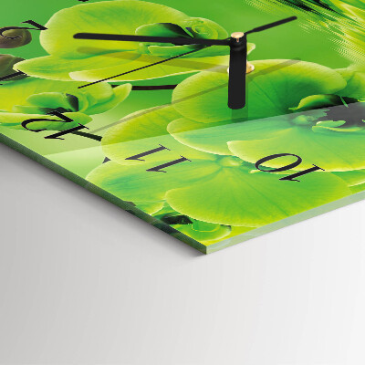 Quadrato orologio in vetro decorativo Orchidea
