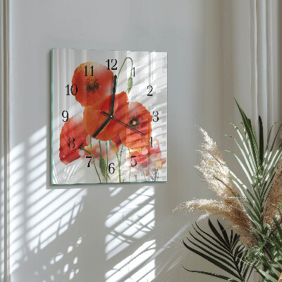 Quadrato orologio in vetro decorativo Papaveri