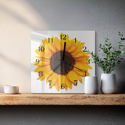 Quadrato orologio in vetro decorativo Girasole