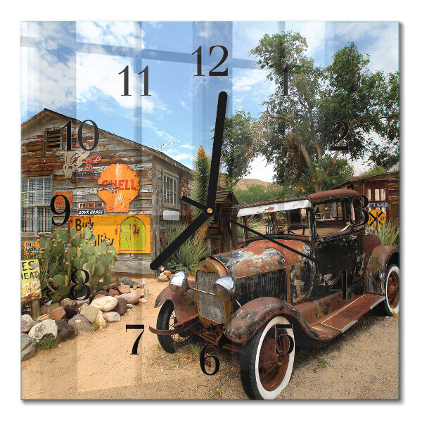 Quadrato orologio in vetro decorativo Vecchia macchina