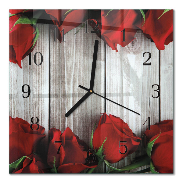 Quadrato orologio in vetro decorativo Compresse di rosa