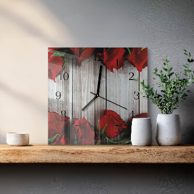 Quadrato orologio in vetro decorativo Compresse di rosa