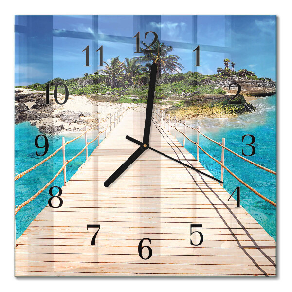 Quadrato orologio in vetro decorativo Ponte sull'isola