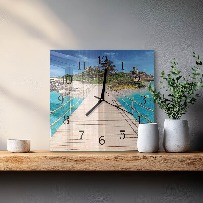Quadrato orologio in vetro decorativo Ponte sull'isola