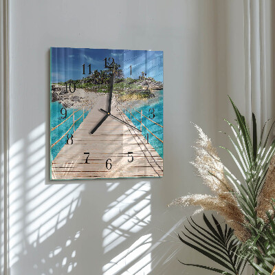 Quadrato orologio in vetro decorativo Ponte sull'isola