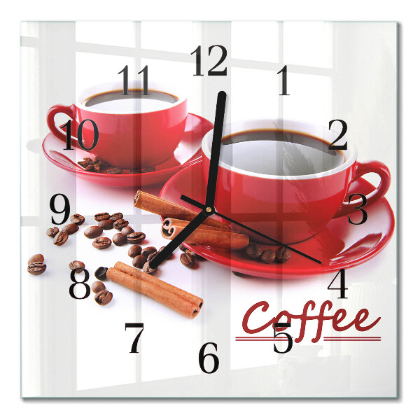 Orologio quadrato in vetro Una tazza di caffè