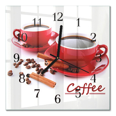 Orologio quadrato in vetro Una tazza di caffè