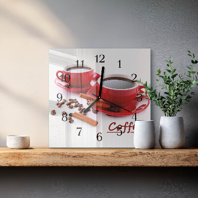 Orologio quadrato in vetro Una tazza di caffè
