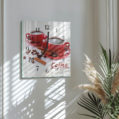 Orologio quadrato in vetro Una tazza di caffè