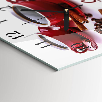 Orologio quadrato in vetro Una tazza di caffè