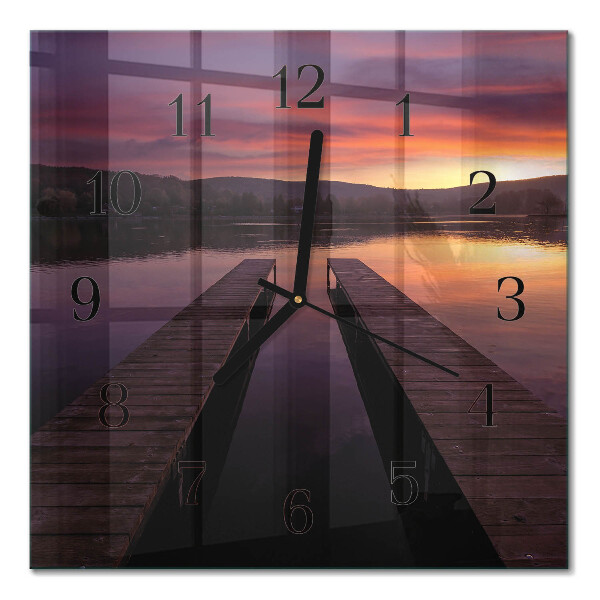 Quadrato orologio in vetro decorativo Tramonto
