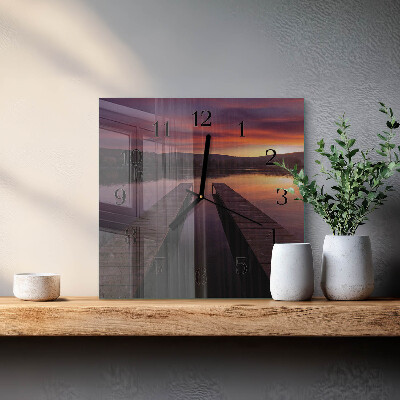 Quadrato orologio in vetro decorativo Tramonto