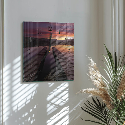 Quadrato orologio in vetro decorativo Tramonto