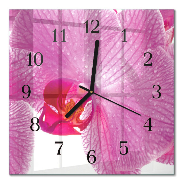 Orologio quadrato in vetro Orchidea