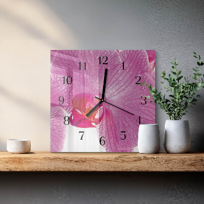 Orologio quadrato in vetro Orchidea