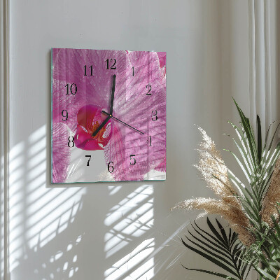 Orologio quadrato in vetro Orchidea