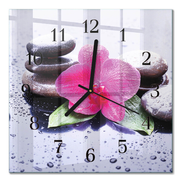 Orologio quadrato in vetro Orchidea