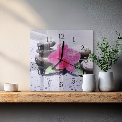 Orologio quadrato in vetro Orchidea