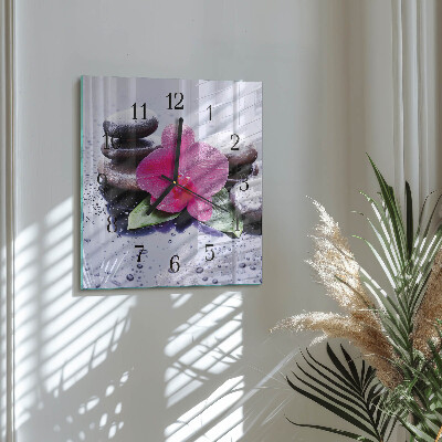 Orologio quadrato in vetro Orchidea