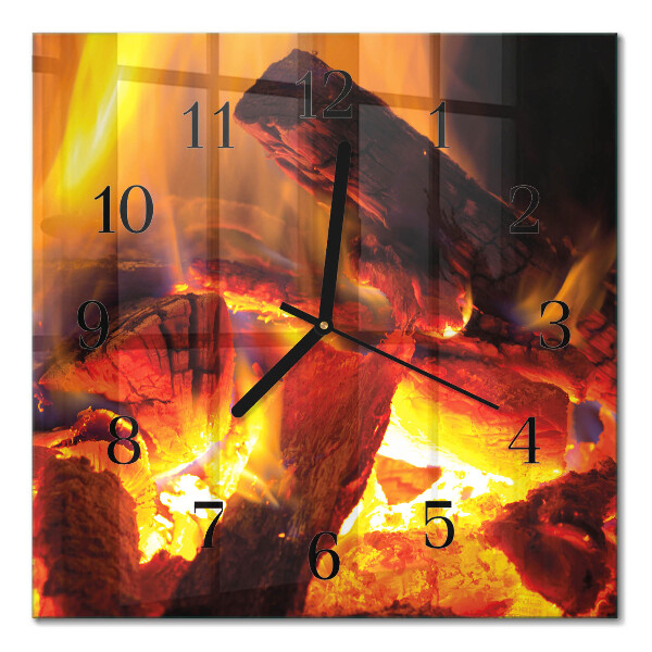 Quadrato orologio in vetro decorativo Fuoco