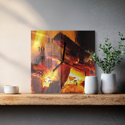 Quadrato orologio in vetro decorativo Fuoco
