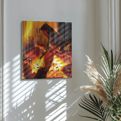 Quadrato orologio in vetro decorativo Fuoco