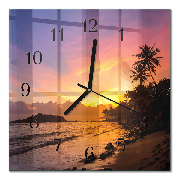 Orologio quadrato in vetro Tramonto