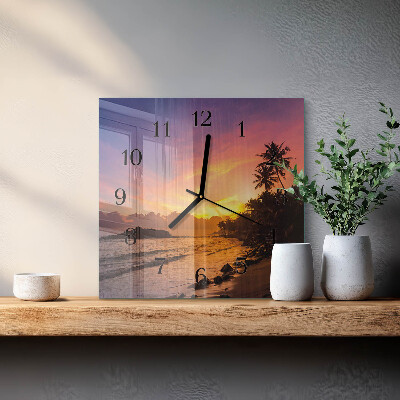 Orologio quadrato in vetro Tramonto