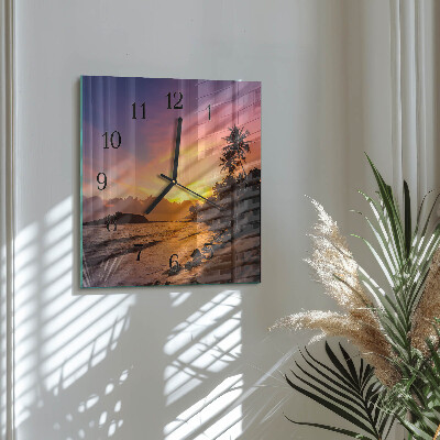 Orologio quadrato in vetro Tramonto
