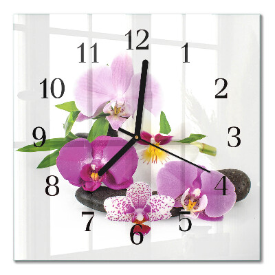 Quadrato orologio da parete Orchidea