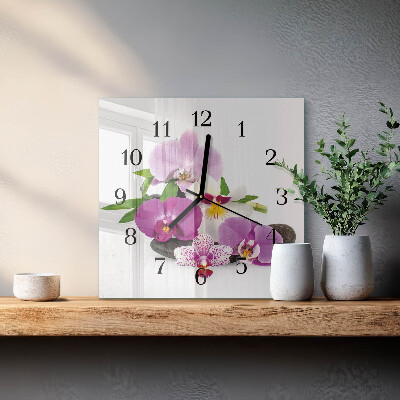 Quadrato orologio da parete Orchidea