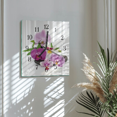 Quadrato orologio da parete Orchidea