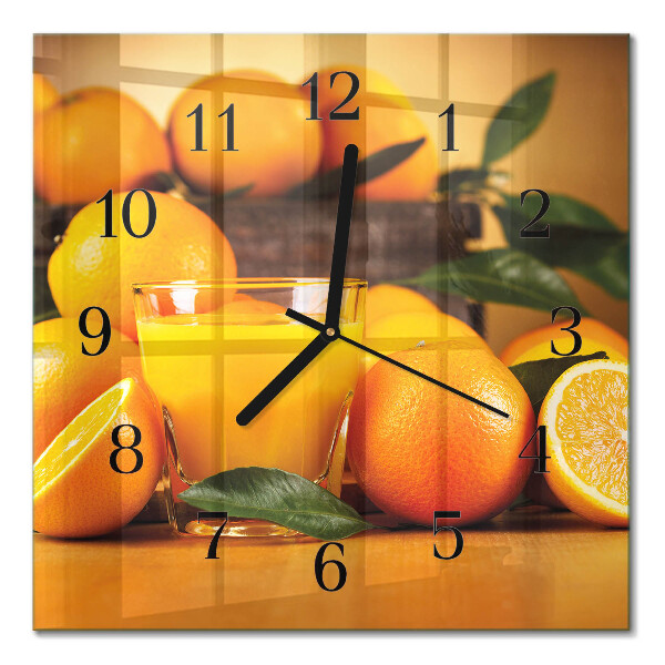 Quadrato orologio in vetro decorativo Arance