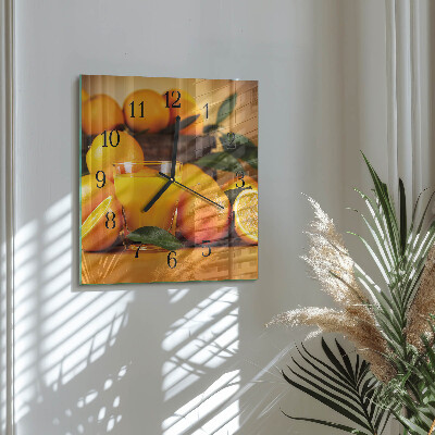 Quadrato orologio in vetro decorativo Arance