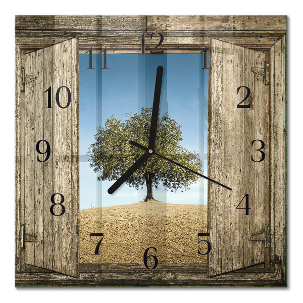 Orologio quadrato in vetro Albero