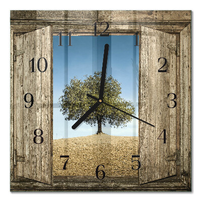 Orologio quadrato in vetro Albero
