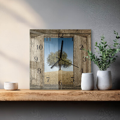 Orologio quadrato in vetro Albero