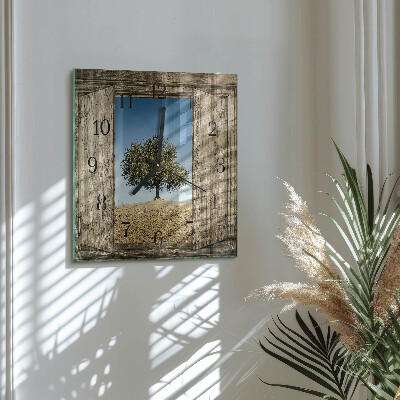 Orologio quadrato in vetro Albero