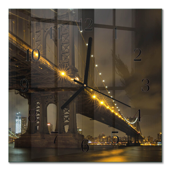 Quadrato orologio in vetro decorativo Ponte notturno