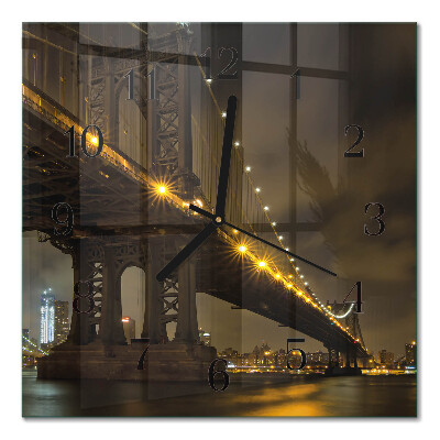 Quadrato orologio in vetro decorativo Ponte notturno