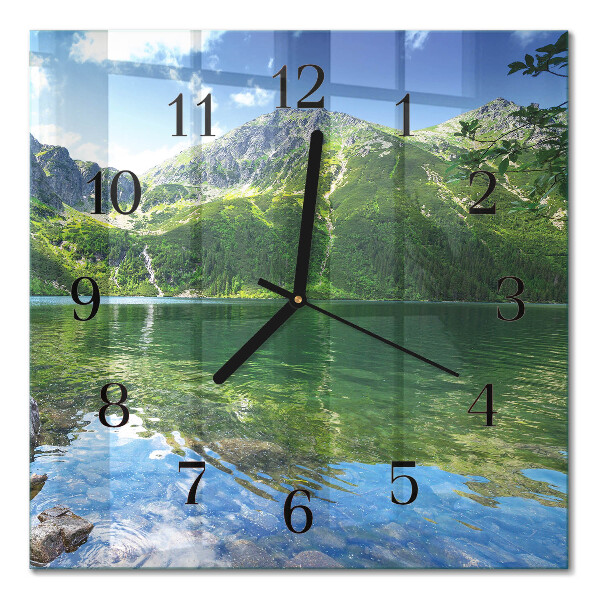 Orologio quadrato in vetro Lago di montagna